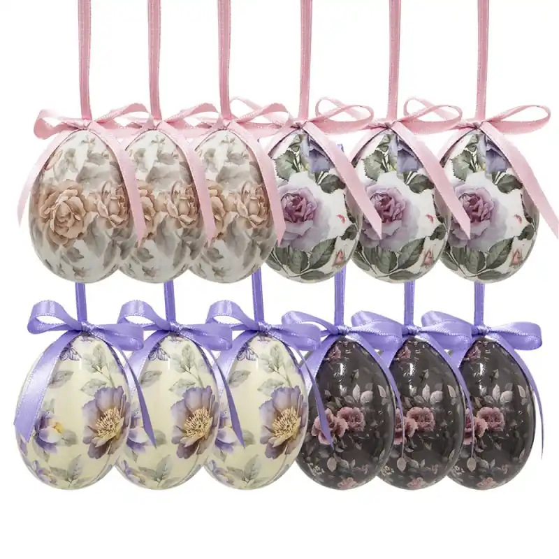 Clayre & Eef Paashanger set van 12 Ei Ø 4x5 cm Meerkleurig Kunststof Dagaanbieding