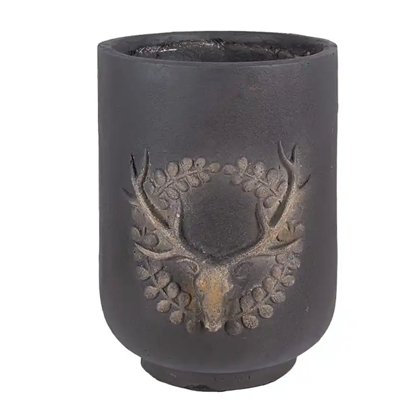 Clayre & Eef Bloempot Ø 23x31 cm Grijs Keramisch materiaal Hert Direct Beschikbaar