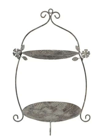 Voordeelprijs Clayre & Eef Etagère 2 laags 34x32x50 cm Groen Bruin Metaal