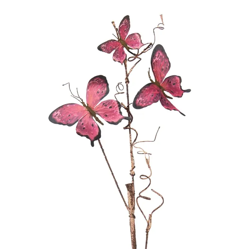 Clayre & Eef Decoratie Tak 85cm Roze Metaal Vlinders Koopje