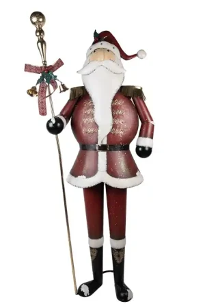 Weekendaanbieding Clayre & Eef Kerstdecoratie Beeld Kerstman 82x36x205 cm Rood Metaal