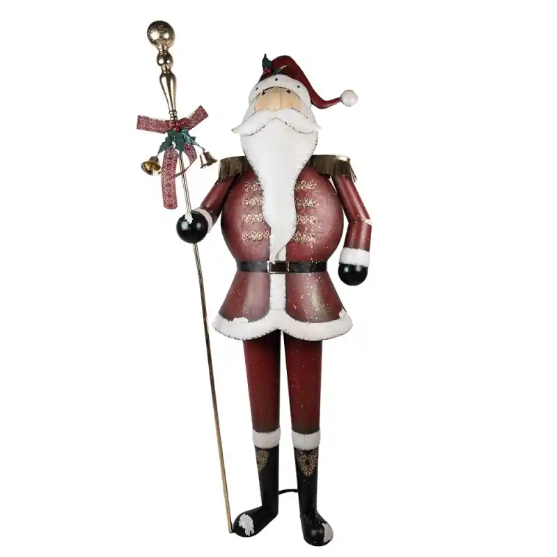 Weekendaanbieding Clayre & Eef Kerstdecoratie Beeld Kerstman 82x36x205 cm Rood Metaal