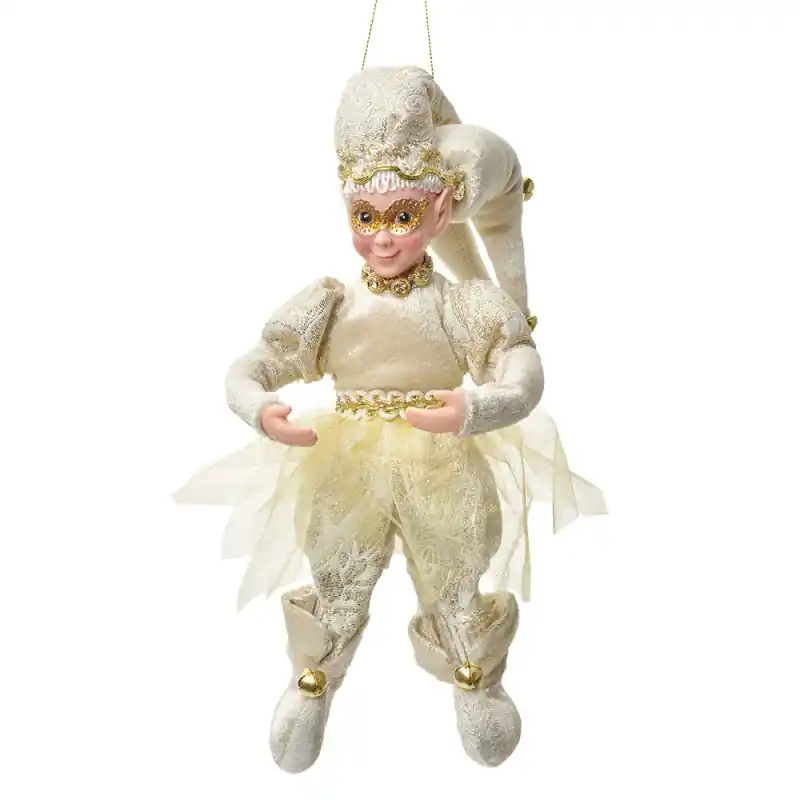 Clayre & Eef Decoratie Hanger Elf 10x8x28 cm Beige Textiel Voordeelprijs