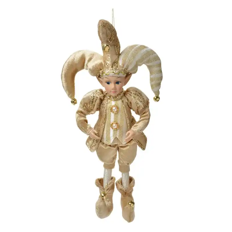 Fabrieksprijs Clayre & Eef Decoratie Hanger Elf 14x10x38 cm Beige Textiel