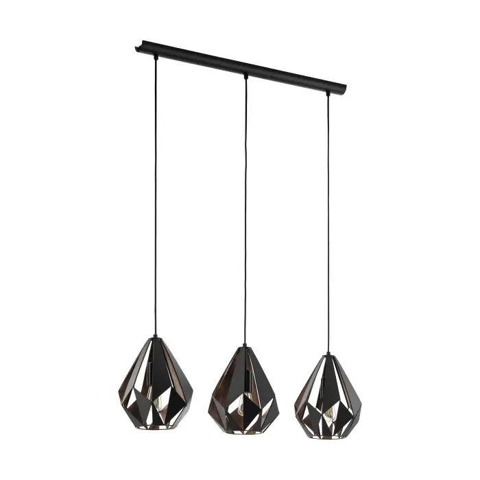 Eglo CARLTON Hanger Koperkleurig, Zwart, 3-lichts Favoriet
