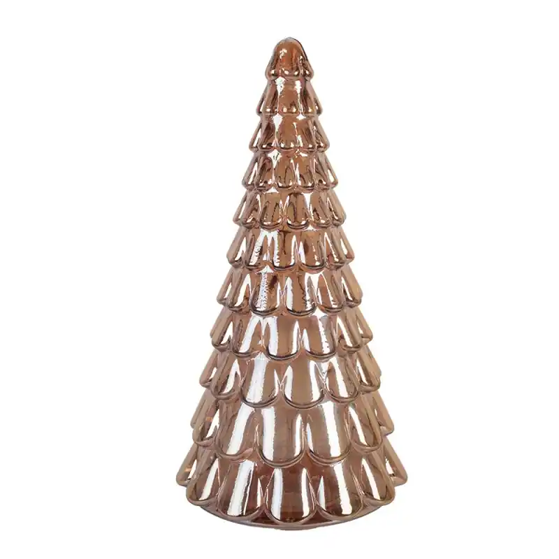 Betrouwbaar Clayre & Eef Kerstdecoratie Beeld Kerstboom Ø 20x40 cm Bruin Glas