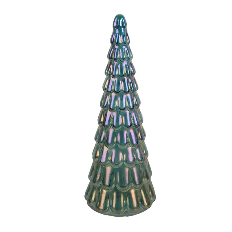 Clayre & Eef Kerstdecoratie Beeld Kerstboom Ø 12x33 cm Blauw Glas Actieprijs