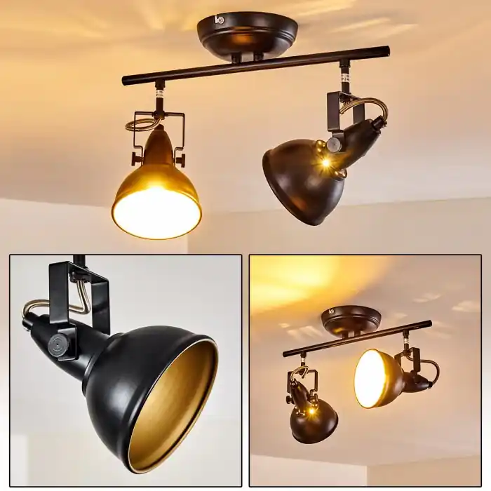 Tina Plafondlamp Zwart, 2-lichts Op = Op