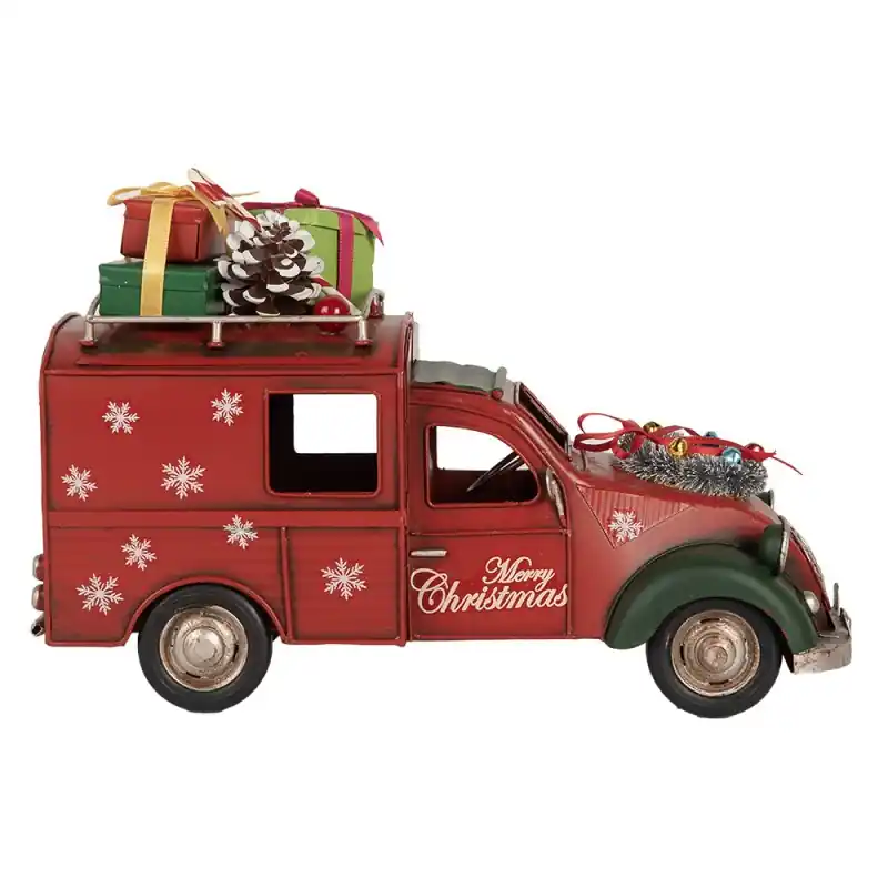 Bestseller Clayre & Eef Kerstdecoratie Beeld Auto 26x11x17 cm Rood Metaal