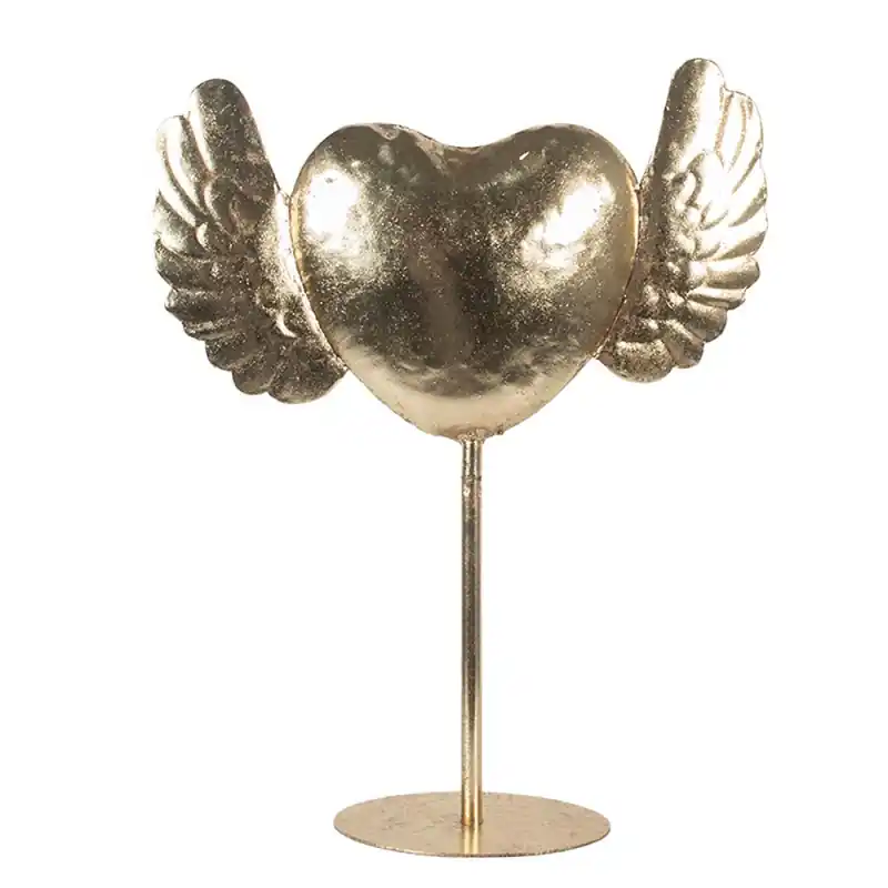 Clayre & Eef Decoratie Beeld Hart 38x11x47 cm Goudkleurig Metaal Tijdelijk Beschikbaar