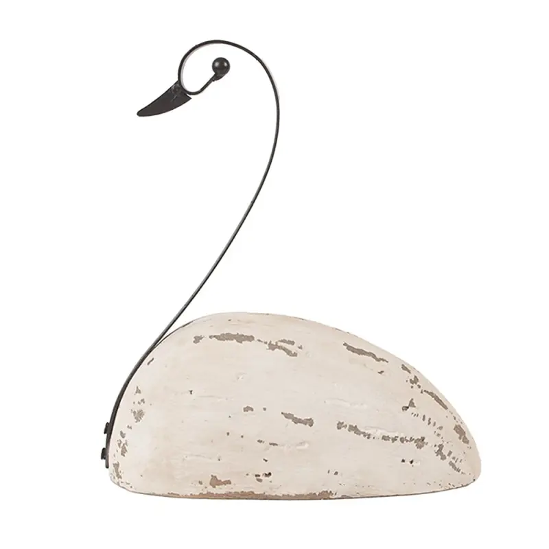 Laatste Versie Clayre & Eef Kerstdecoratie Beeld Zwaan 17x8x19 cm Wit Hout