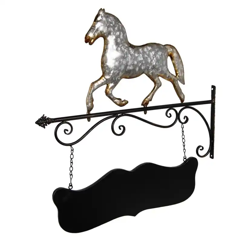 Clayre & Eef Uithangbord Paard 66x3x67 cm Grijs Metaal Beste Prijs