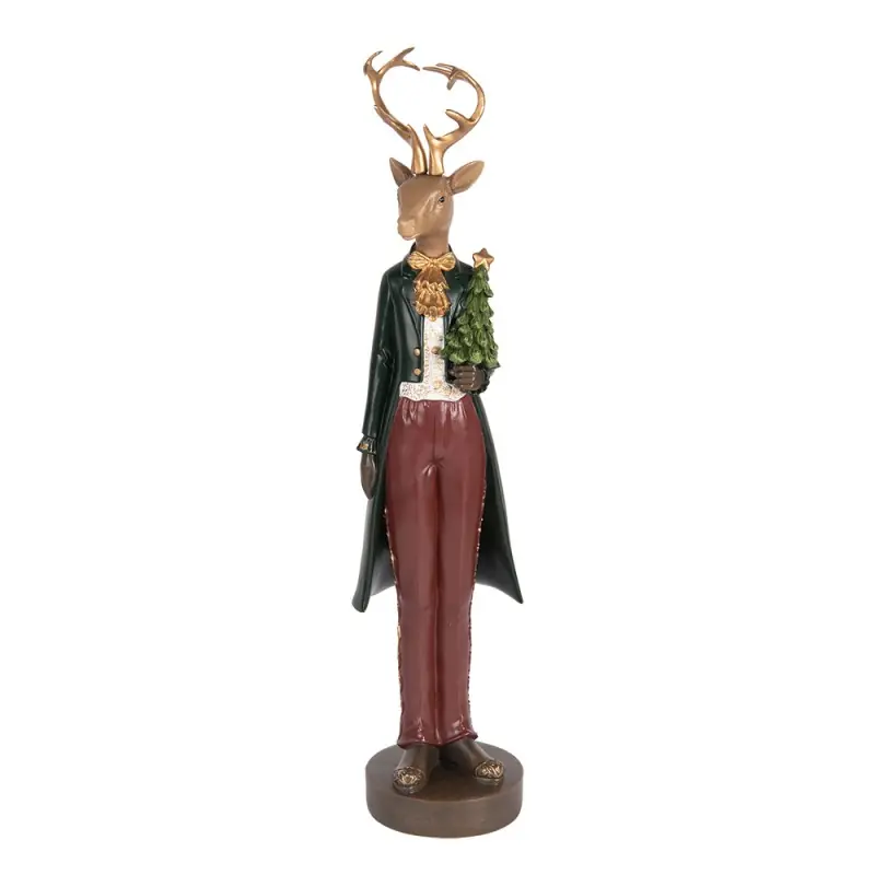 Clayre & Eef Decoratie Beeld Hert 9x9x37 cm Bruin Kunststof Shop Nu