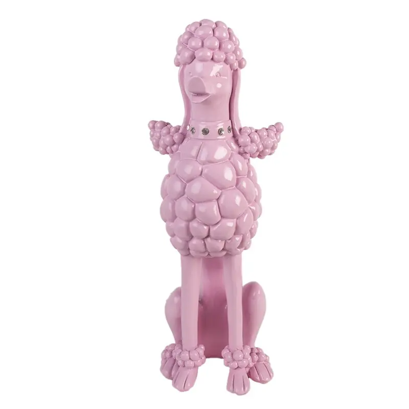 Beperkte Voorraad Clayre & Eef Decoratie Beeld Hond Poedel 13x17x33 cm Roze Kunststof