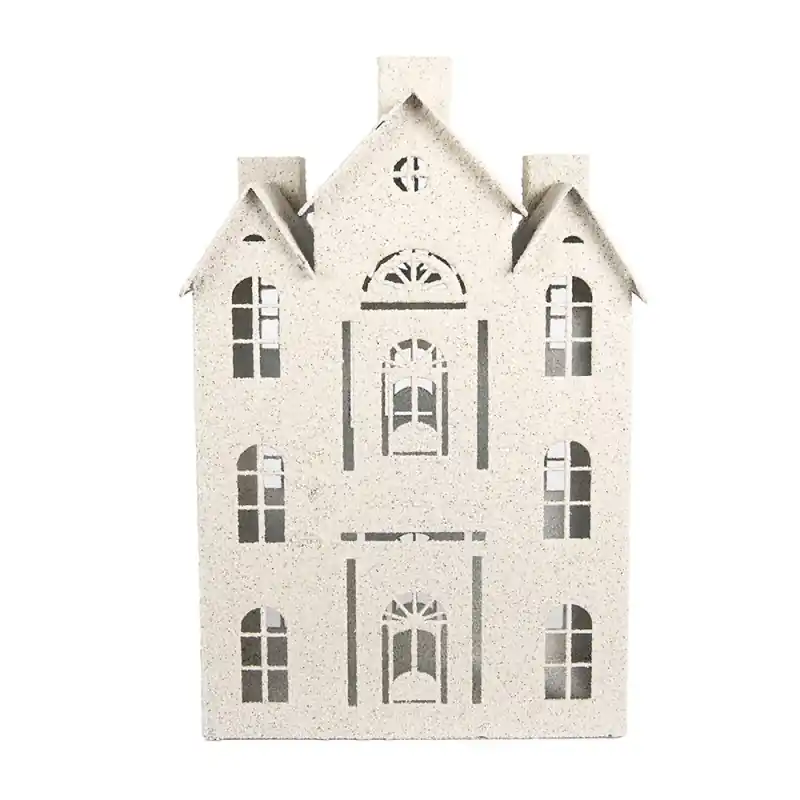 Express Levering Clayre & Eef Decoratie Beeld Huis 26x16x40 cm Beige Metaal