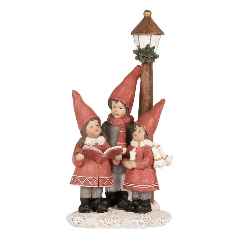 Clayre & Eef Kerstdecoratie Beeld Kinderen 11x8x21 cm Rood Kunststof Fabrieksprijs