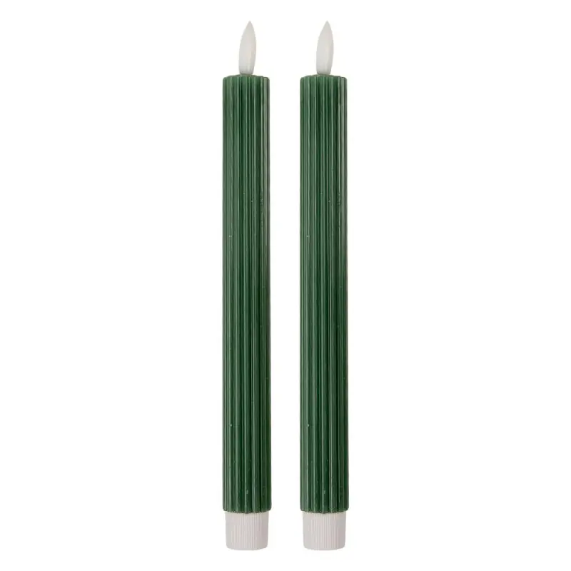 Clayre & Eef LED Dinerkaarsen set van 2 Ø 2x25 cm Groen Wax Betaalbaar