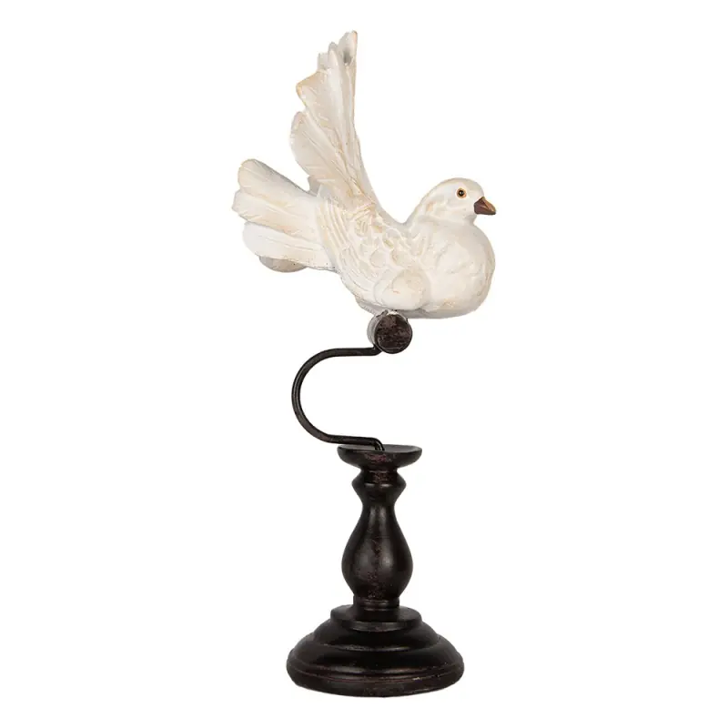 Clayre & Eef Decoratie Beeld Vogel 15x11x36 cm Wit Kunststof Shop Nu
