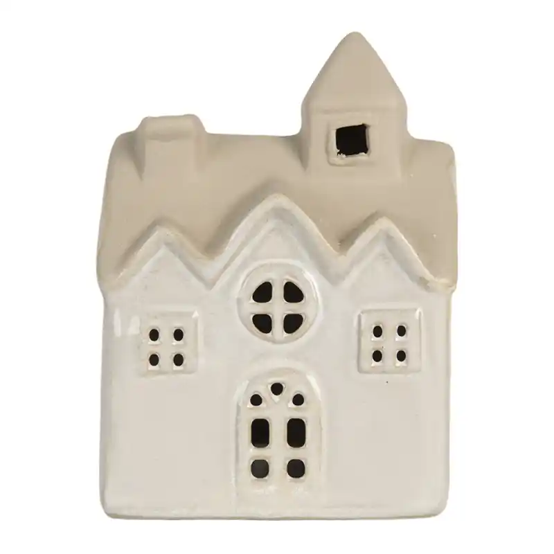 Hoge Kwaliteit Clayre & Eef Decoratie Huis met LED 9x6x12 cm Beige Keramiek