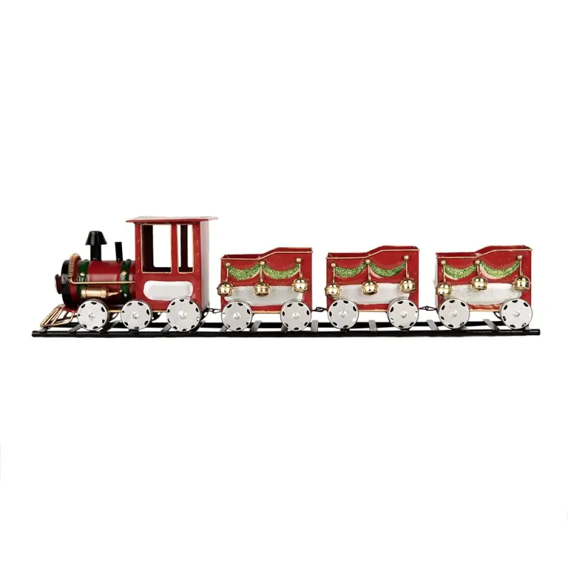Hete Deal Clayre & Eef Decoratie Beeld Trein 58x12x14 cm Rood Metaal