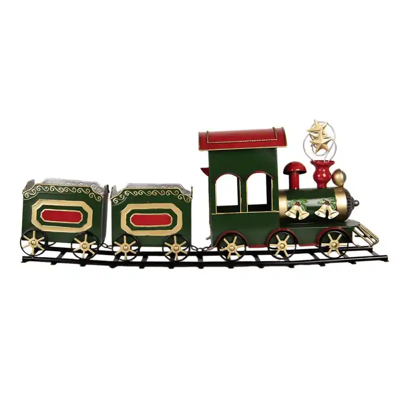 Beste Prijs Clayre & Eef Kerstdecoratie Beeld Trein 77x15x31 cm Groen Metaal