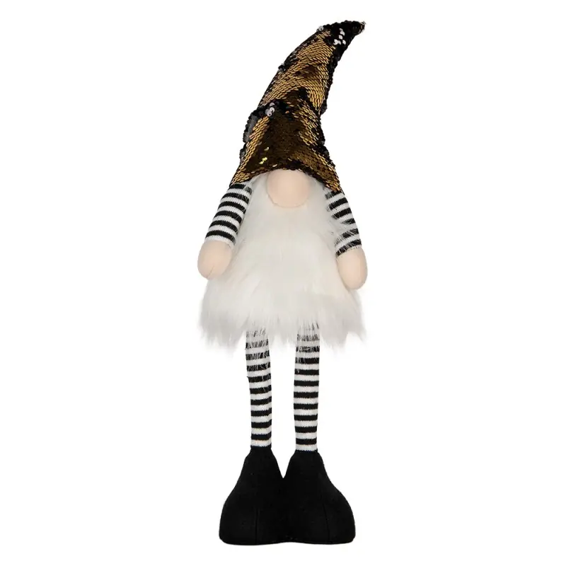 Clayre & Eef Kerstdecoratie met LED-verlichting Kabouter 8x12x56 cm Goudkleurig Synthetisch Meest Verkocht