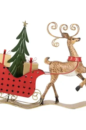 Aanbieding Clayre & Eef Kerstdecoratie Beeld Hert 68x11x50 cm Bruin Metaal