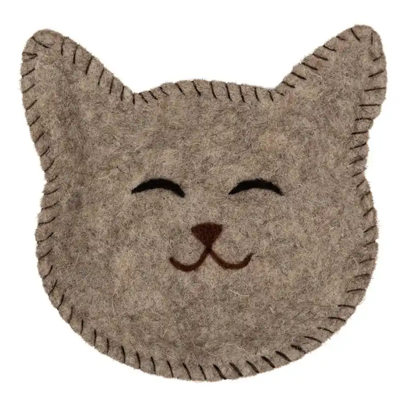 Clayre & Eef Decoratie schaal Kat 30x18x3 cm Rood Wit Vilt Nieuw