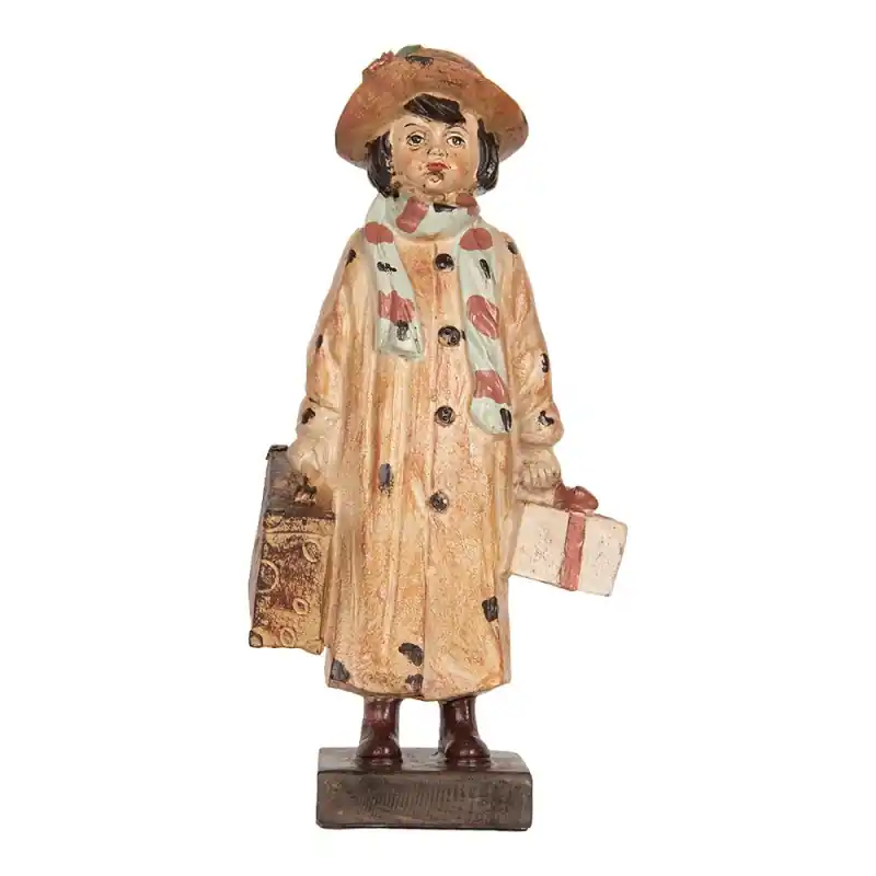 Clayre & Eef Decoratie Beeld Kind 14x9x27 cm Bruin Kunststof Gereduceerde Prijs