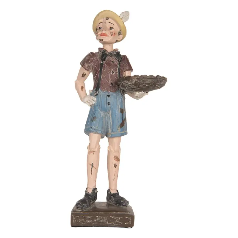 Clayre & Eef Decoratie Beeld Pinokkio 14x10x31 cm Beige Kunststof Aanbieding