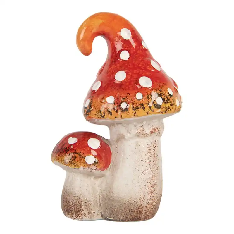 Clayre & Eef Decoratie Beeld Paddenstoel 8x6x12 cm Rood Keramiek Meest Verkocht