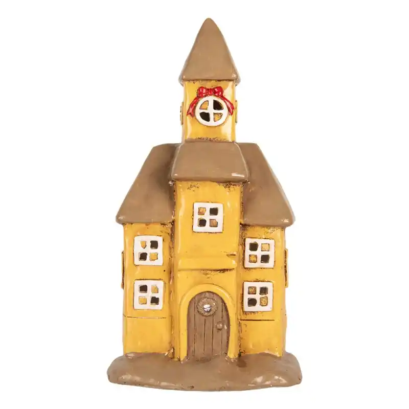 Clayre & Eef Waxinelichthouder Huis 23x17x43 cm Geel Keramiek Bestel Nu