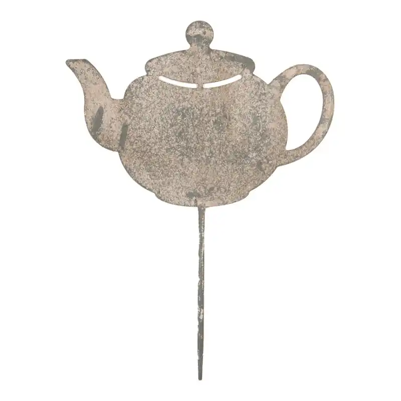Rechtstreeks Van De Fabrikant Clayre & Eef Tuinsteker Theepot 26x1x35 cm Grijs Metaal