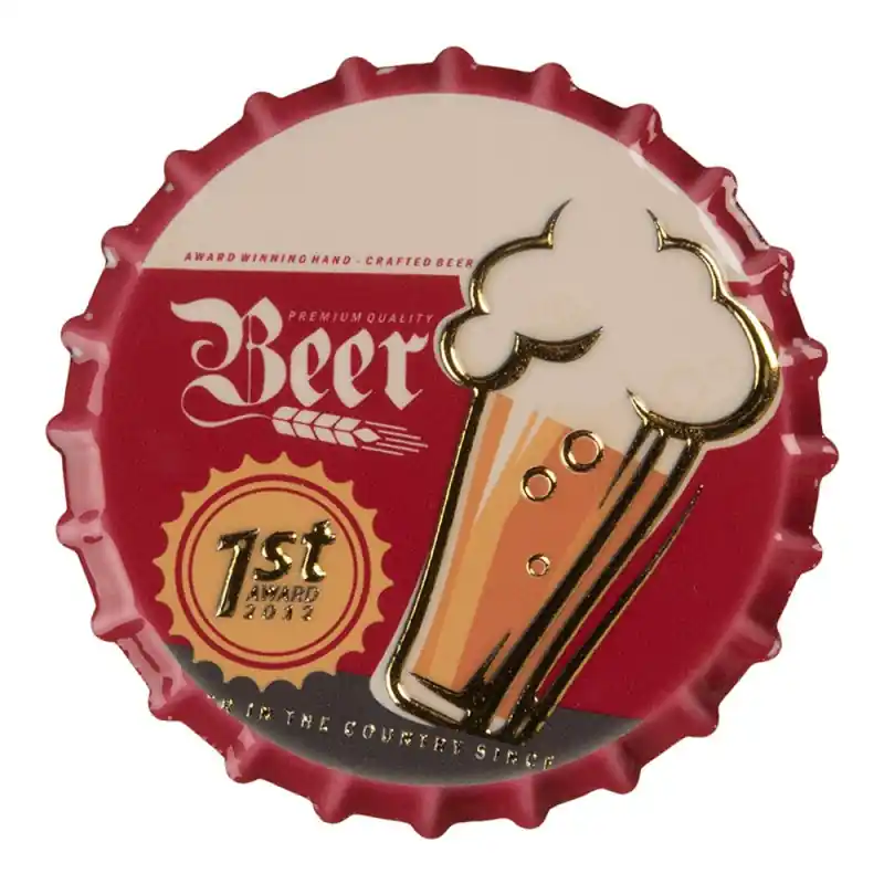 Clayre & Eef Magneet Beer Ø 7x2 cm Rood Metaal Weekendaanbieding