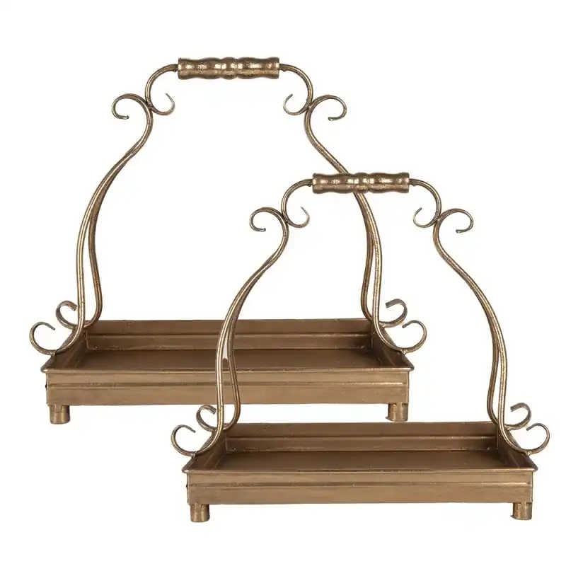 Clayre & Eef Decoratie schaal set van 2 Goudkleurig Metaal Meest Verkocht