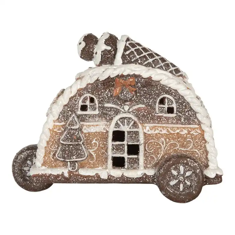 Aanbieding Clayre & Eef Decoratie Huis met LED 21x11x16 cm Bruin Kunststof