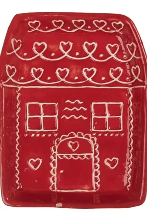 Actieprijs Clayre & Eef Dinerbord Huis 15x19x3 cm Rood Keramiek