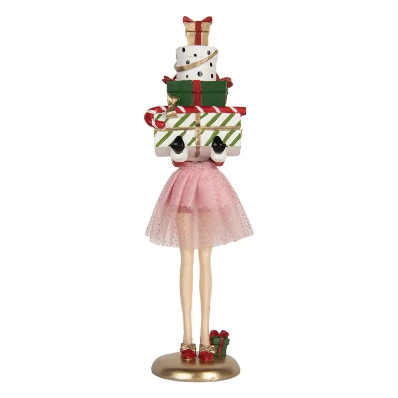 Betaalbaar Clayre & Eef Decoratie Beeld Vrouw 10x10x36 cm Roze Kunststof