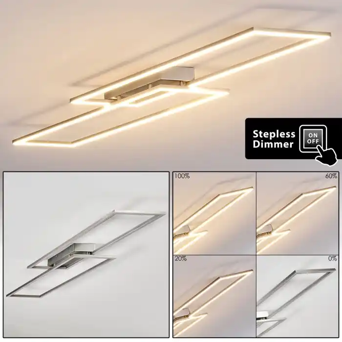 Op = Op Veyrier Plafondlamp LED Staal geborsteld, 2-lichts