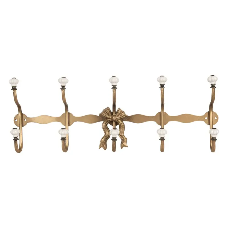 Exclusieve Aanbieding Clayre & Eef Wandkapstok 5 Haken 50x7x17 cm Goudkleurig Metaal