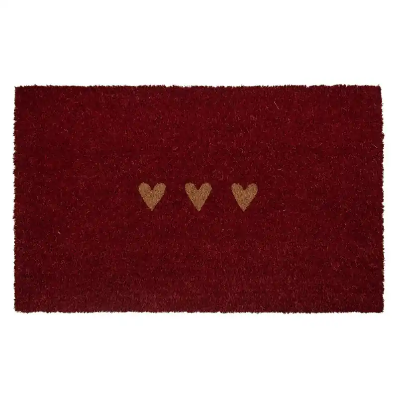 Clayre & Eef Deurmat 75x45x1 cm Rood Kokos Hart Must-Have