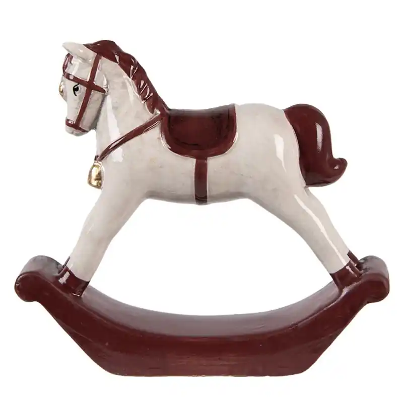 Finale Uitverkoop Clayre & Eef Beeld Hobbelpaard 15x4x14 cm Beige Keramiek