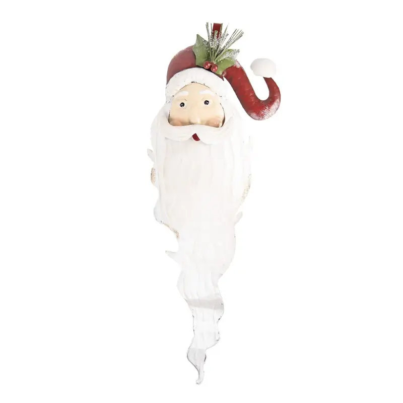 Laatste Kans Clayre & Eef Wanddecoratie Kerstman 30x10x79 cm Wit Rood Metaal