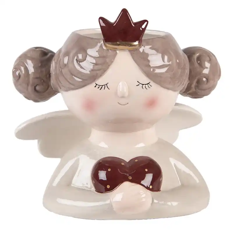 Clayre & Eef Bloempot Engel 17x14x17 cm Beige Keramiek Superprijs