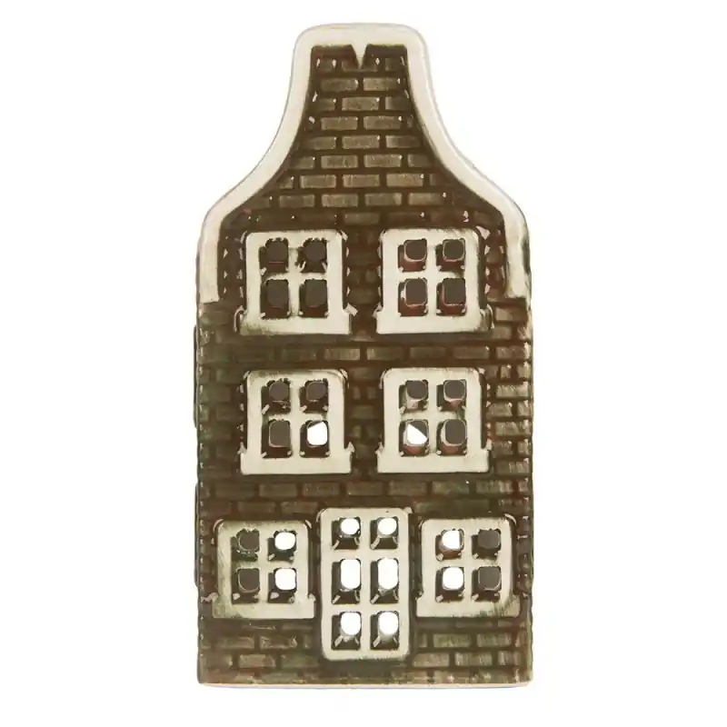 Clayre & Eef Waxinelichthouder Huis 7x7x14 cm Groen Keramiek Alleen Vandaag