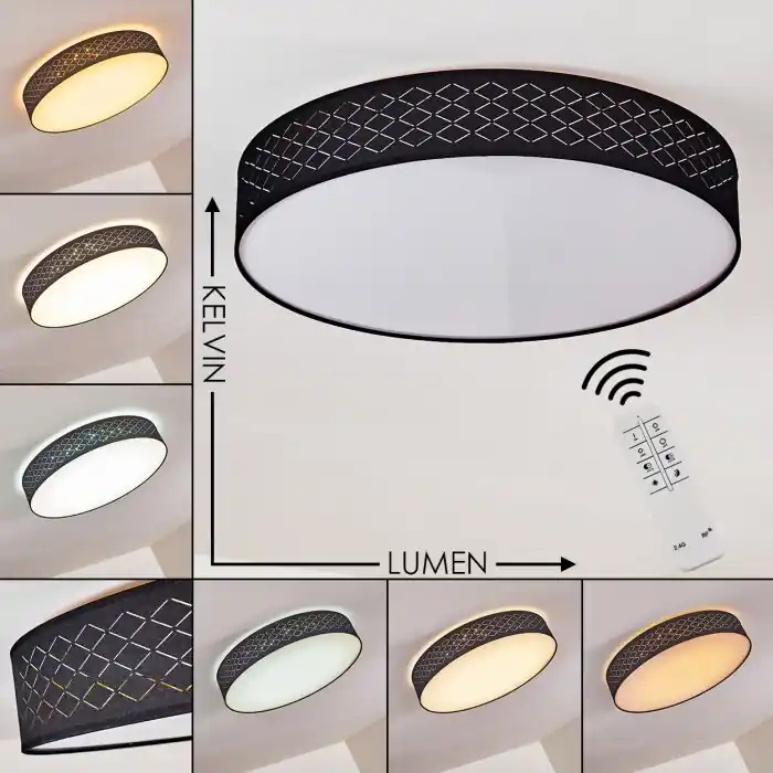 Temuka Plafondlamp LED Zwart, Wit, 1-licht, Afstandsbediening Hoge Kwaliteit