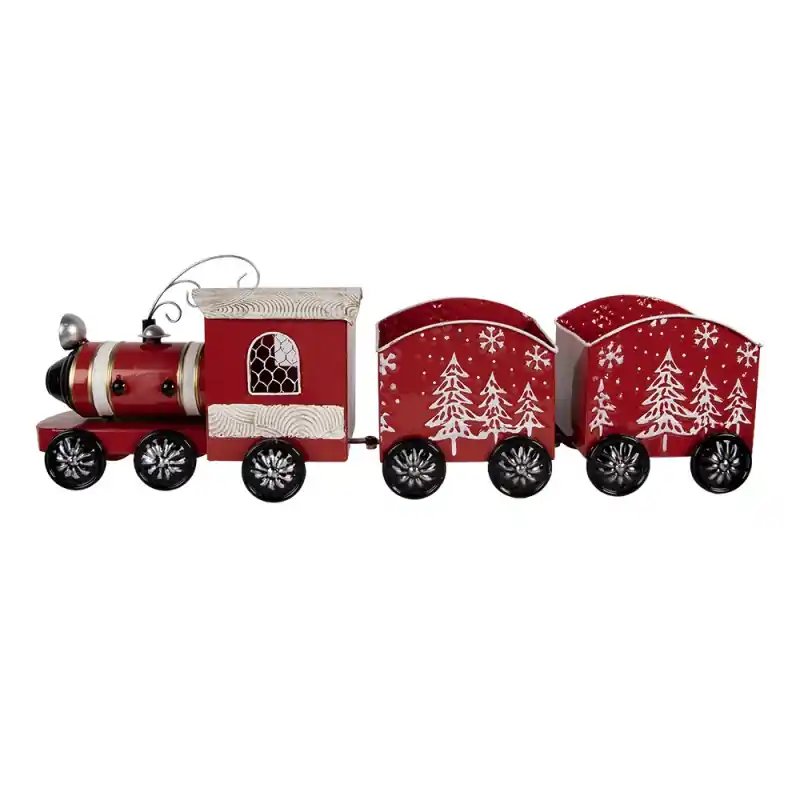 Clayre & Eef Kerstdecoratie Beeld Trein 64x13x21 cm Rood Metaal Dagaanbieding