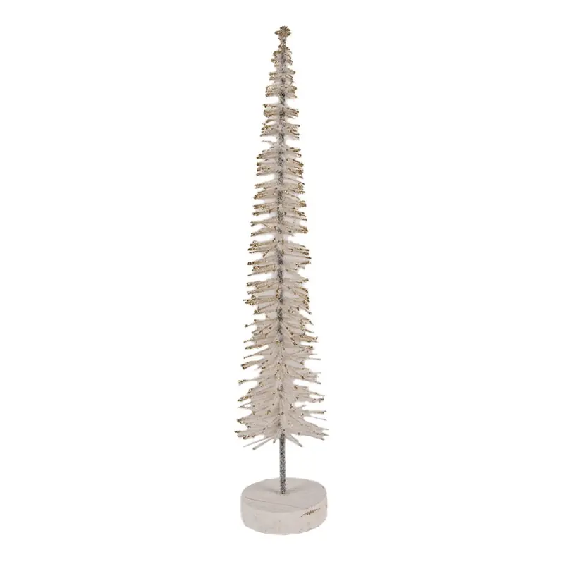 Flitsaanbieding Clayre & Eef Kerstdecoratie Beeld Kerstboom Ø 6x30 cm Beige Hout