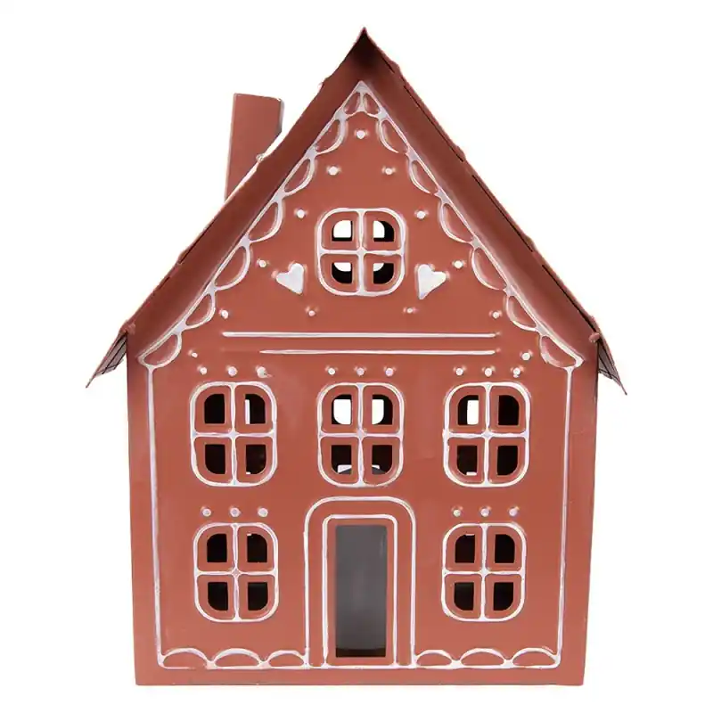 Clayre & Eef Decoratie Huis met LED 27x19x32 cm/ 3x AAA Bruin Metaal Alleen Vandaag
