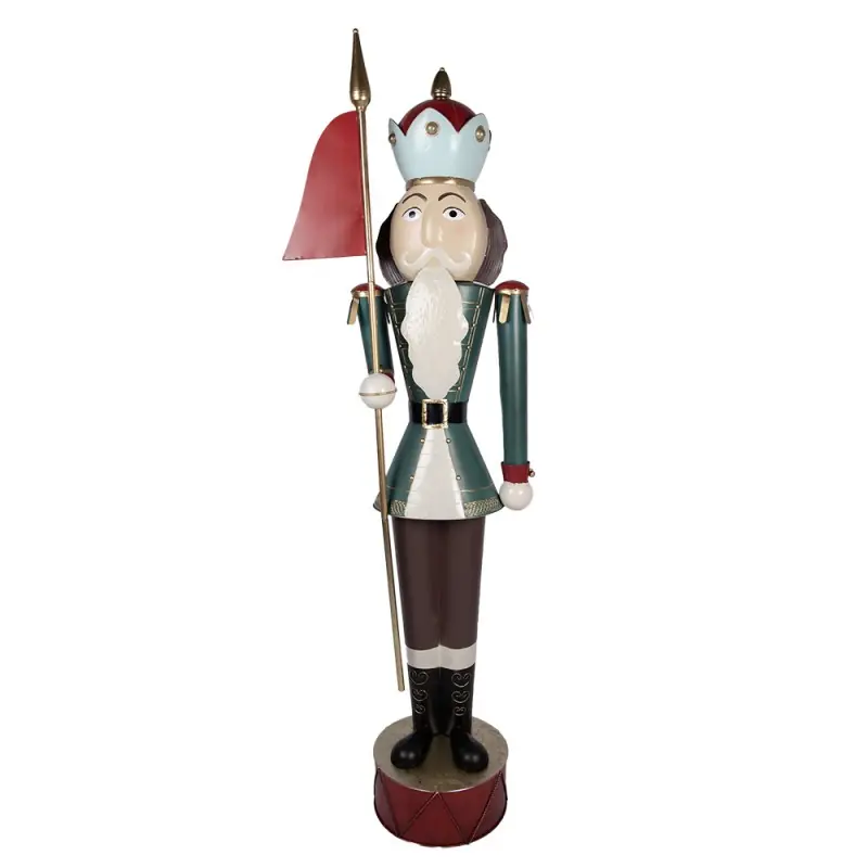 Hete Deal Clayre & Eef Kerstdecoratie Beeld Notenkraker 67x41x210 cm Groen Rood Metaal